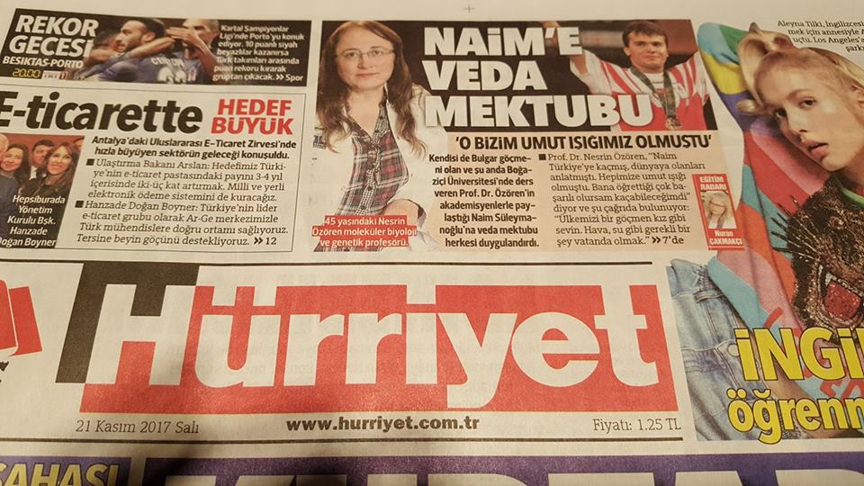 Interwiew of Prof. Nesrin Özören about Naim Süleymanoğlu in Hürriyet Newspaper.